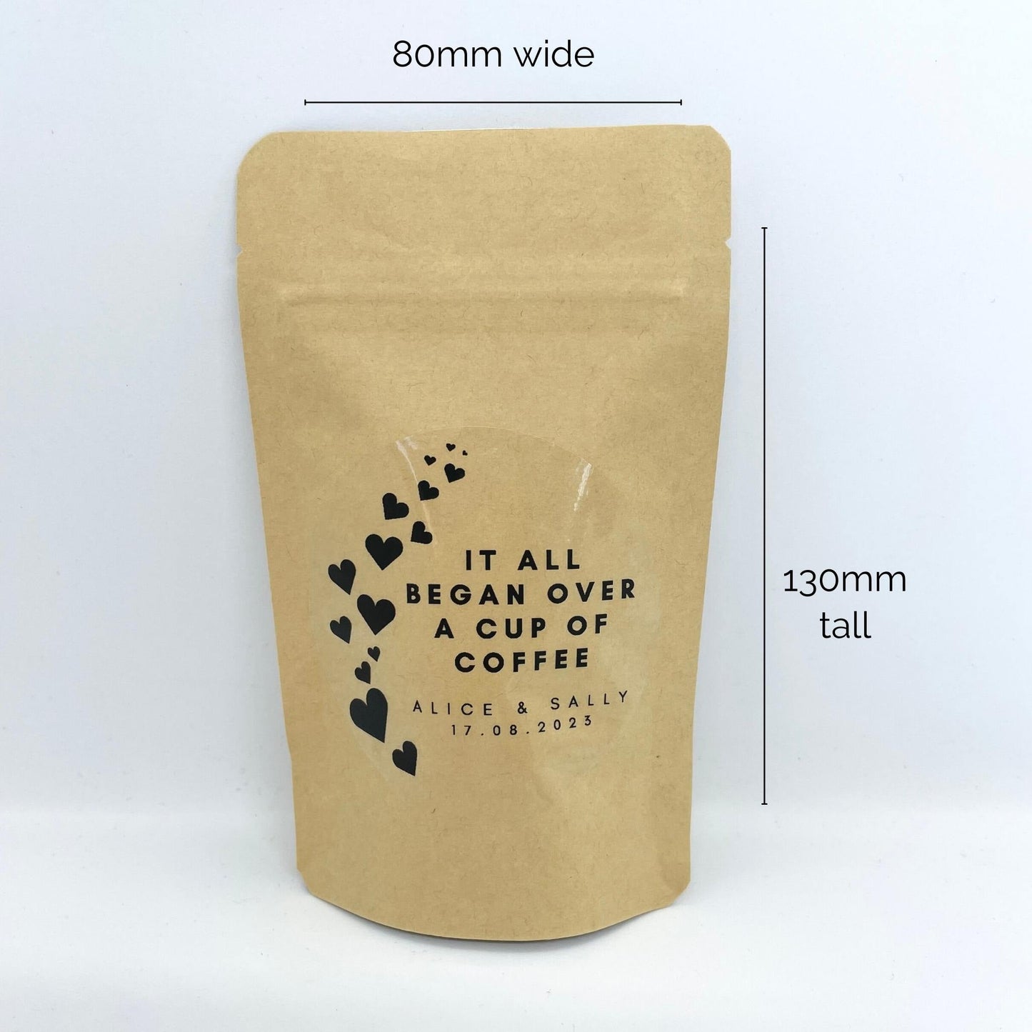 Personalised Love Is Brewing Ground Coffee Favour Bags
