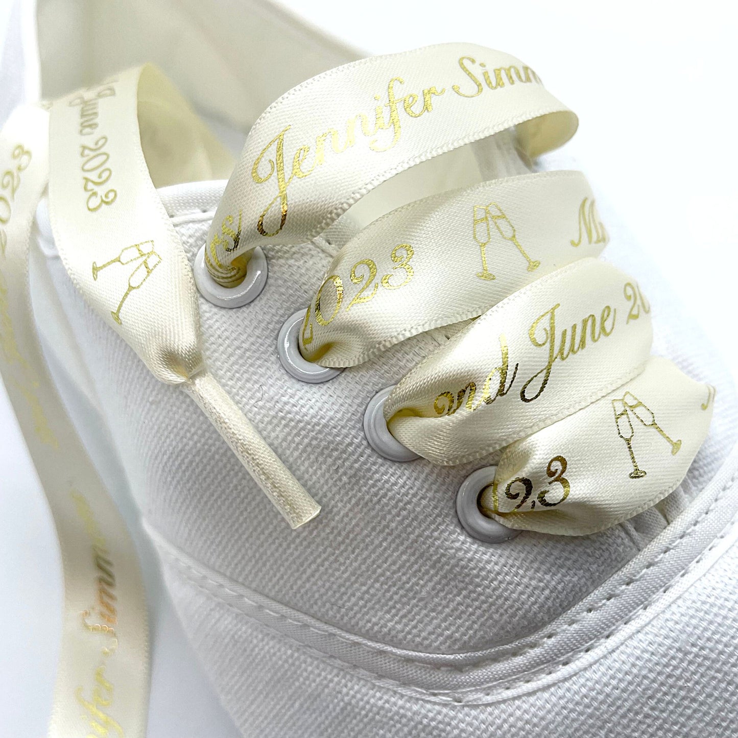 Personalised Satin Ribbon Bridal Shoelaces For Wedding Pumps