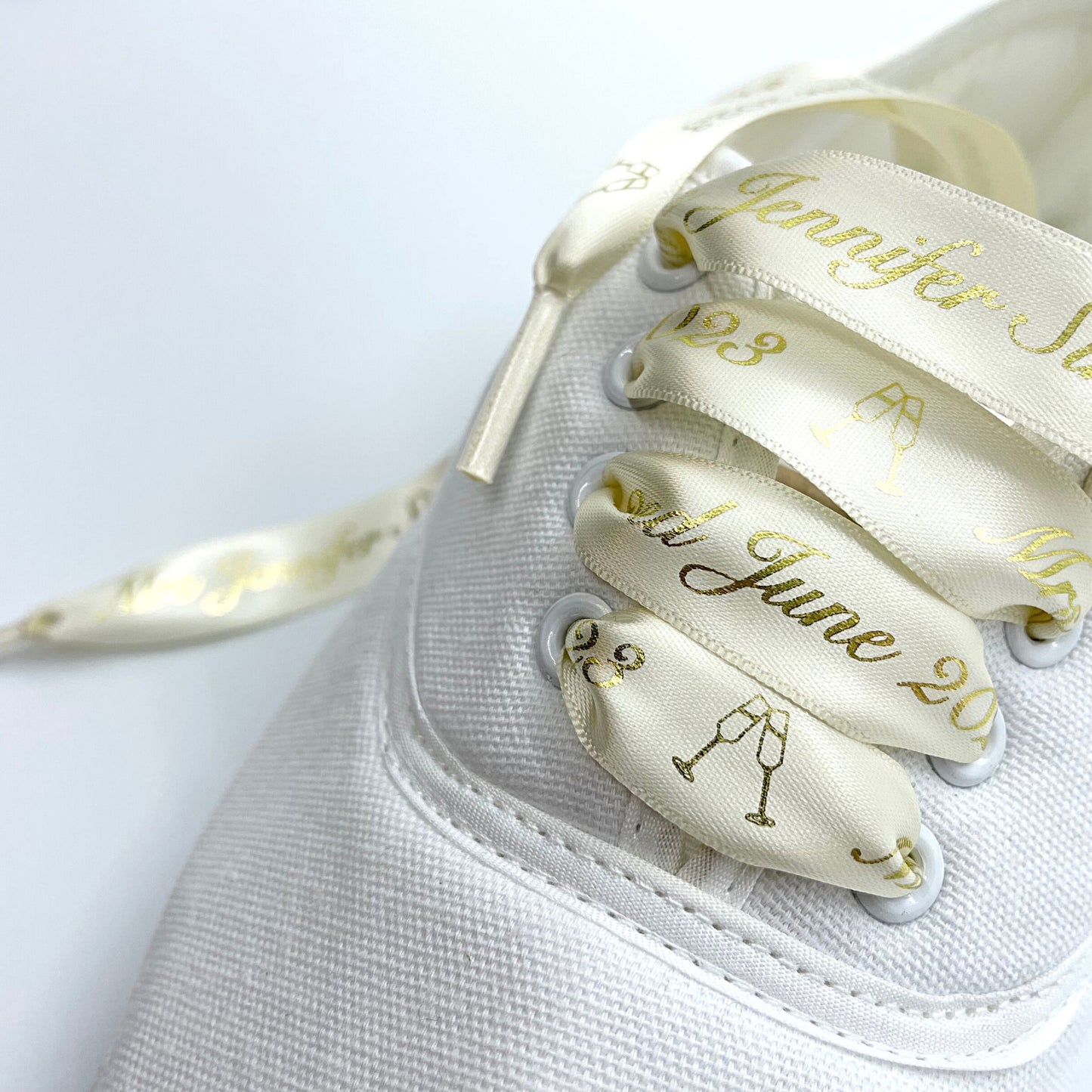 Personalised Satin Ribbon Bridal Shoelaces For Wedding Pumps