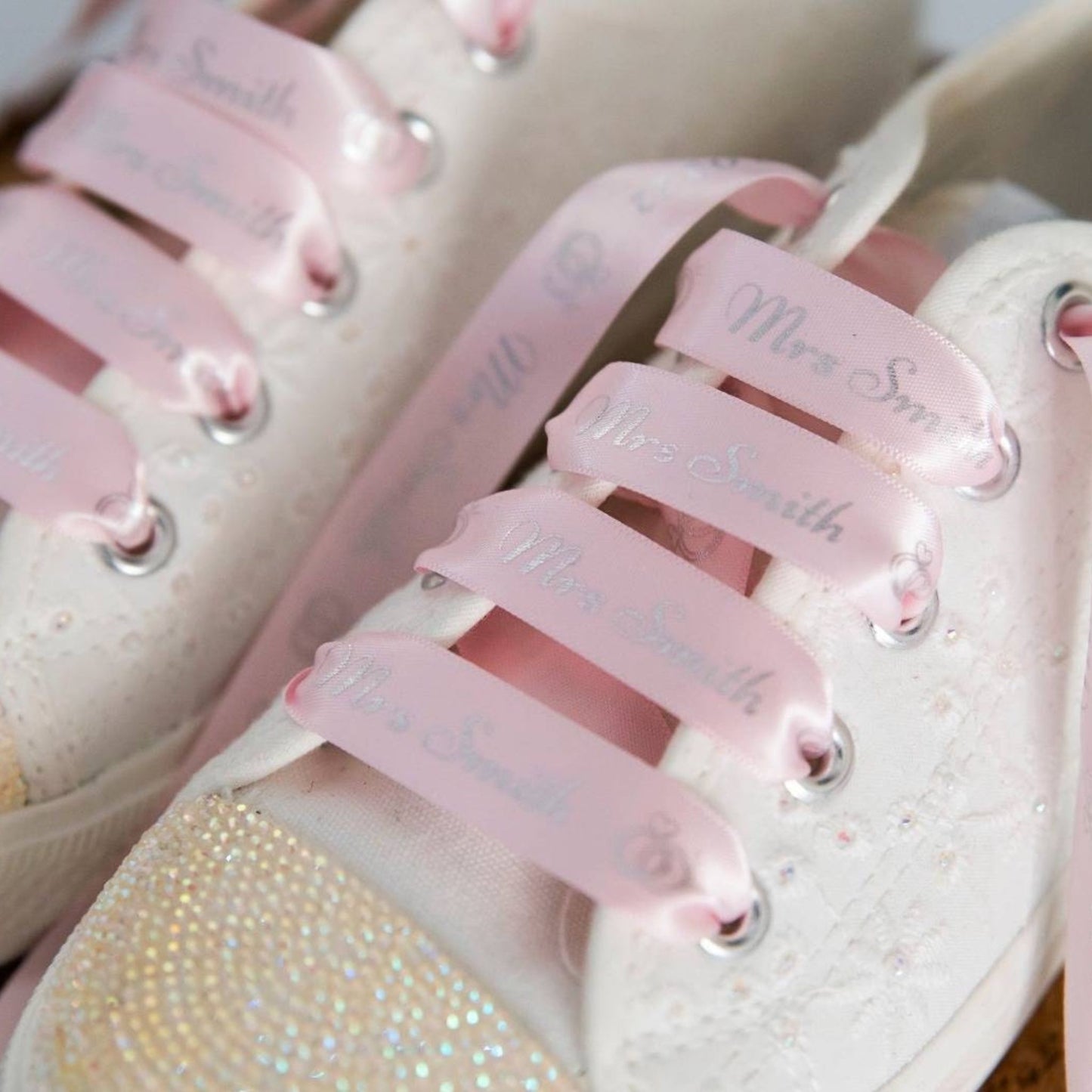 Personalised Satin Ribbon Bridal Shoelaces For Wedding Pumps