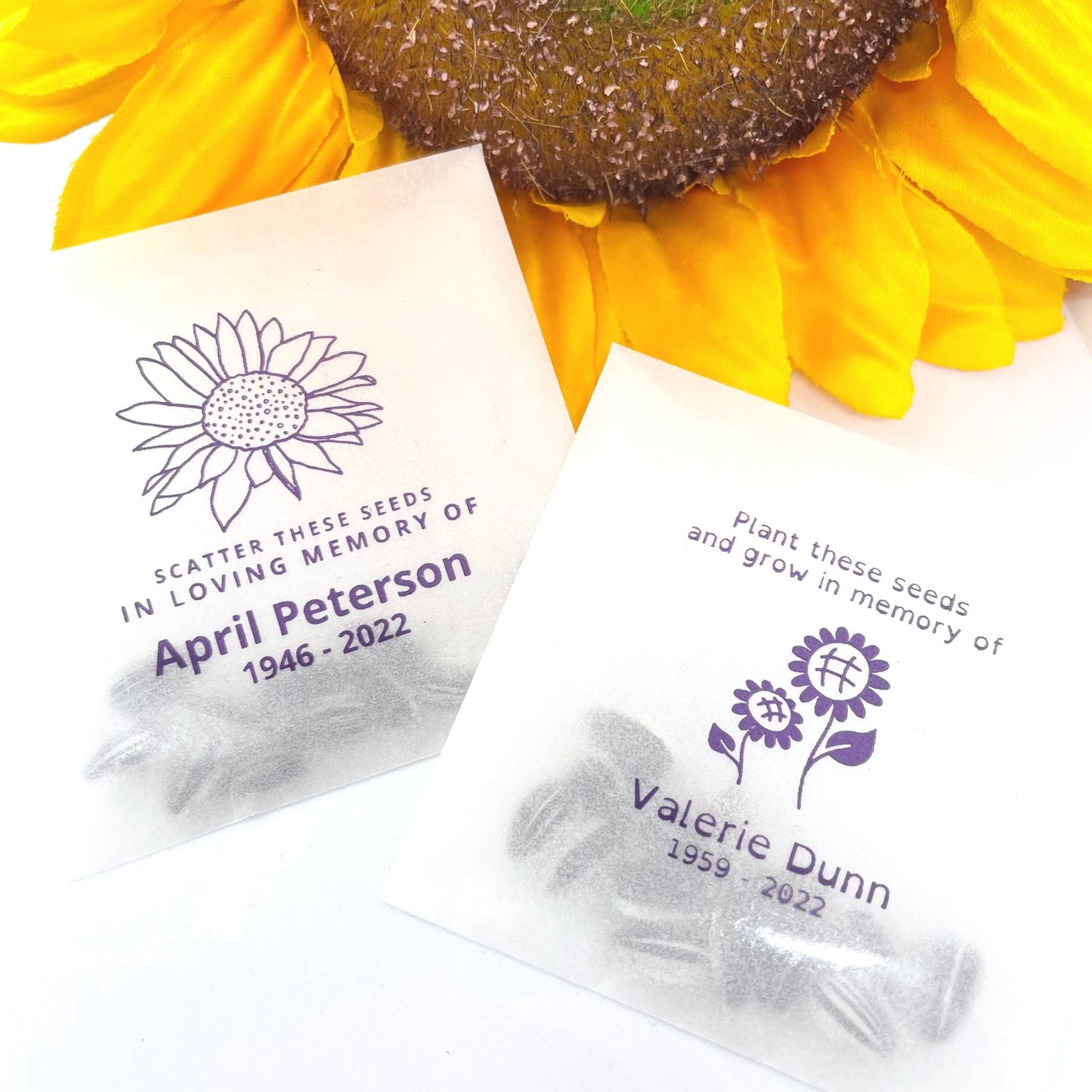 Custom Remembrance Sunflower Seed Confetti Favour Packets