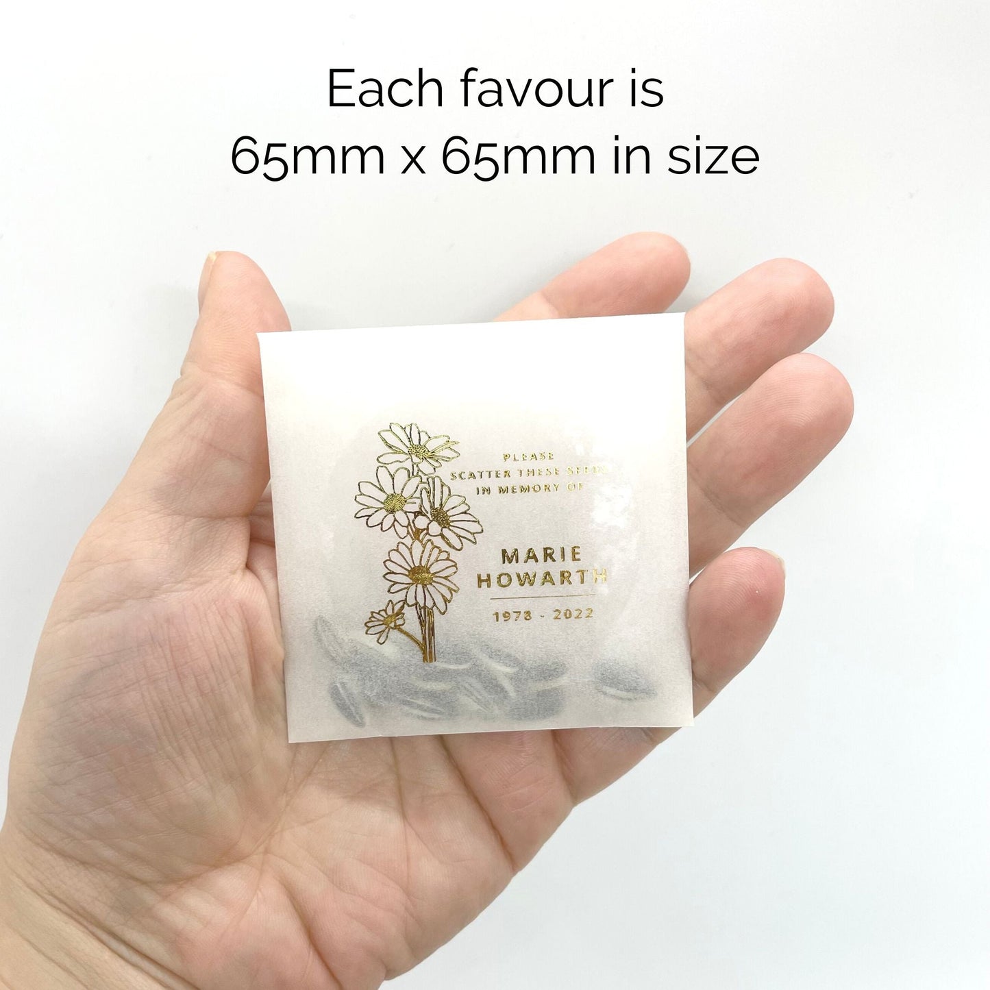 Personalised Sunflower Seed Bereavement Gift Favours