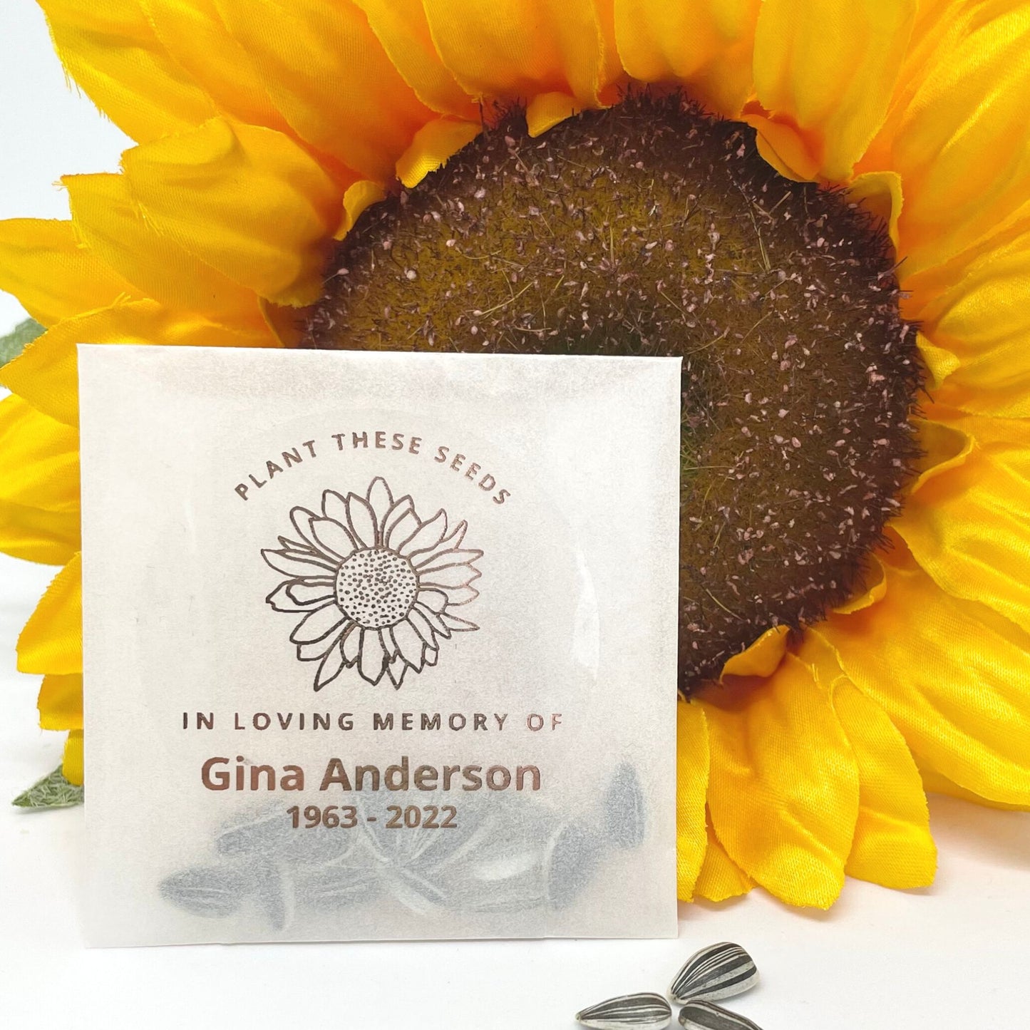 Personalised Sunflower Seed Bereavement Gift Favours
