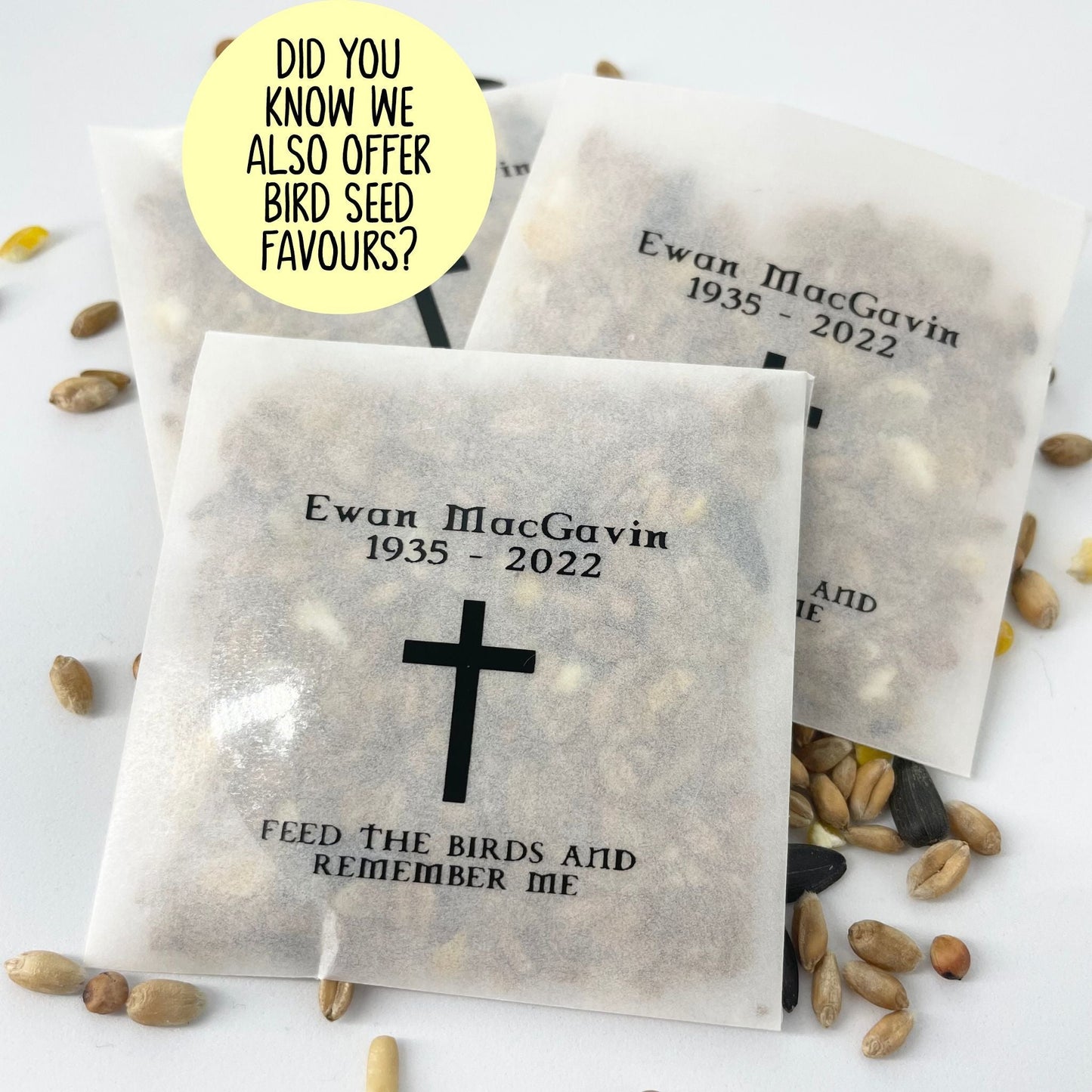 Sunflower Seed Funeral Thank You Favours For Guests