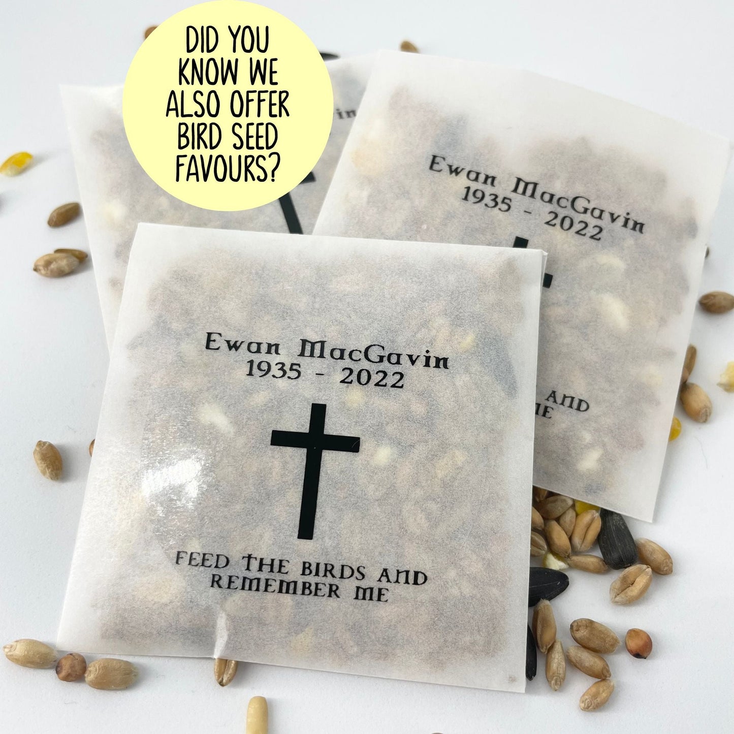 Sunflower Seed Memorial Service Favours