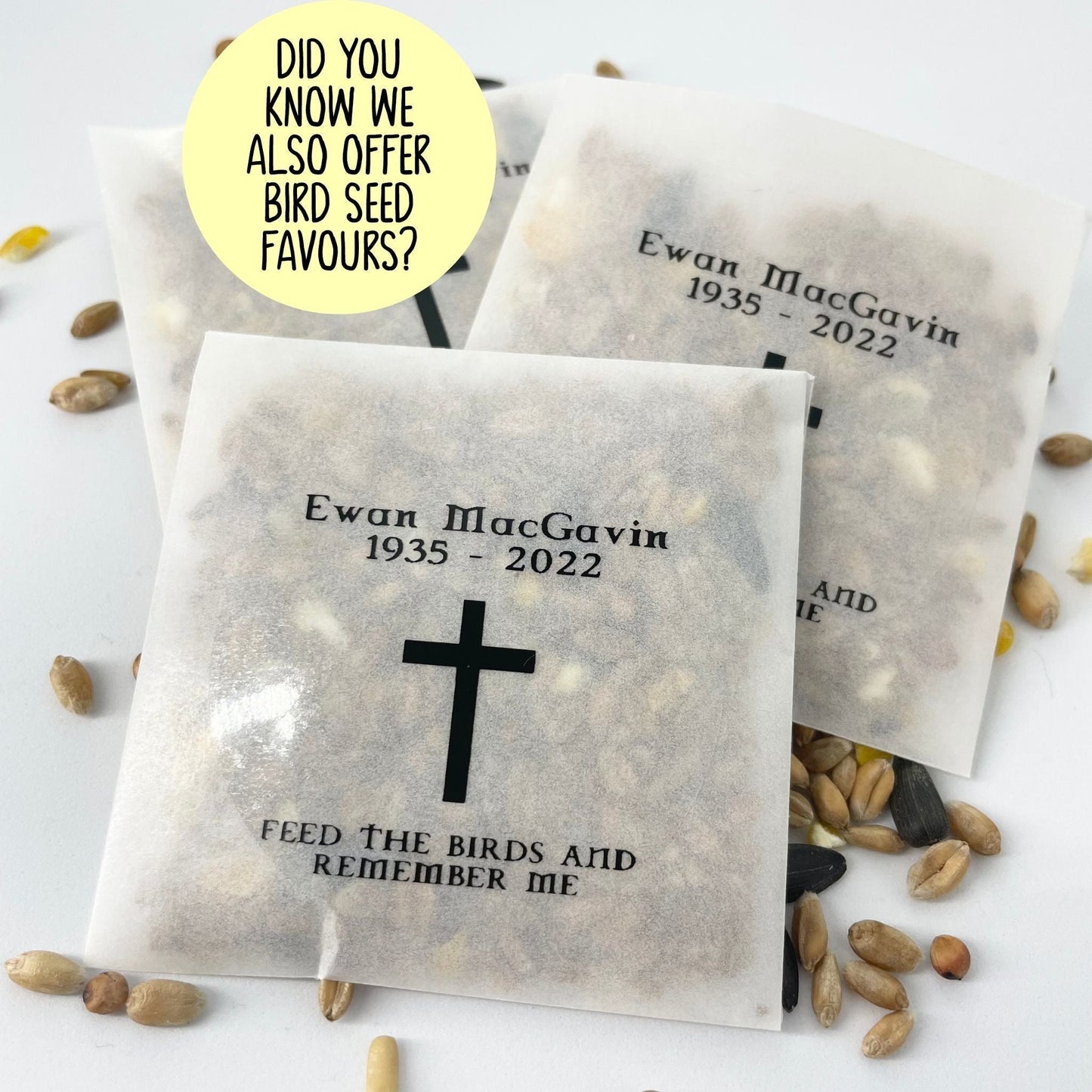 Personalised Sunflower Seed Bereavement Gift Favours