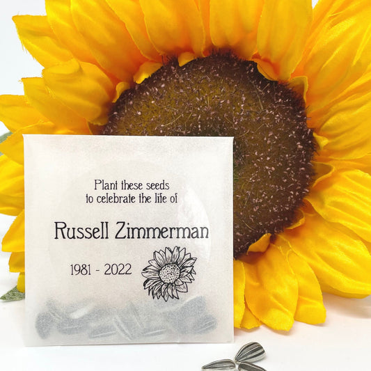 Customised Sunflower Seed Guest Memorial Favours