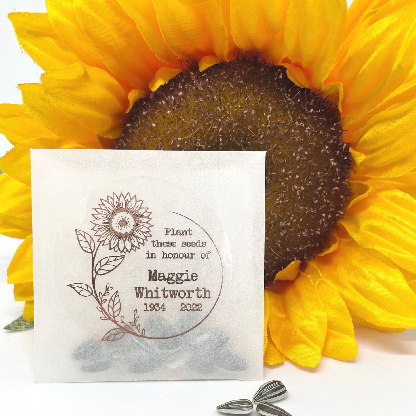 Personalised Sunflower Seed Funeral Thank You Favours