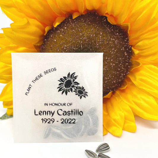Sunflower Seed Funeral Thank You Favours For Guests