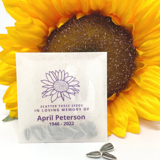 Custom Remembrance Sunflower Seed Confetti Favour Packets