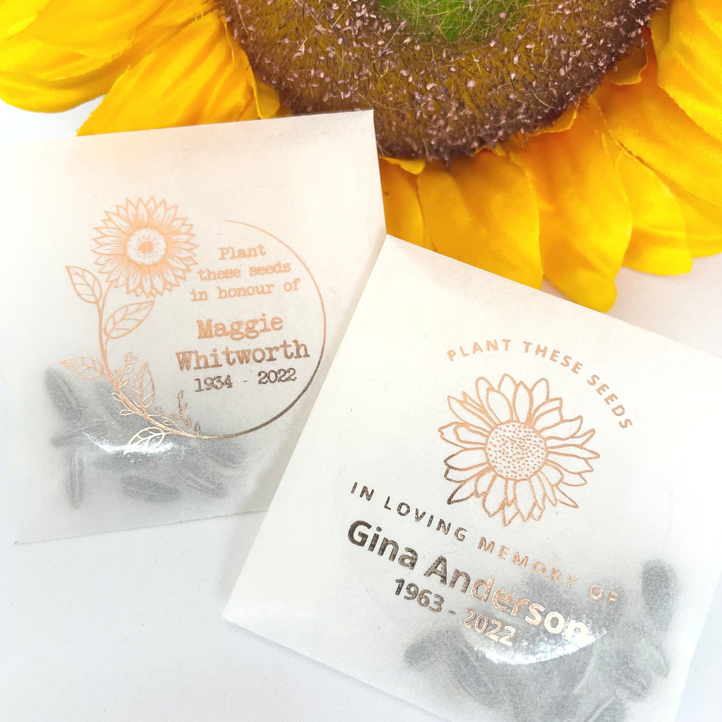 Personalised Sunflower Seed Bereavement Gift Favours